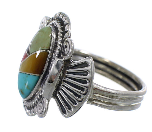 Southwest Multicolor Sterling Silver Ring Size 8-1/4 EX56270